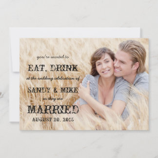 Eat Drink Married Rustic Country Wedding Invitation