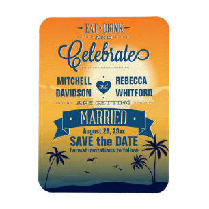Eat Drink n Celebrate Summer Sunset Save the Date Magnet