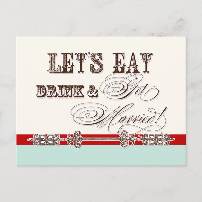 Eat, Drink n Get Married, be my Bridesmaid Invite (Front)