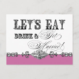 Eat, Drink n Get Married, Bridal Shower Invitation Postcard