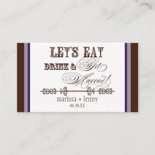 Eat, Drink n Get Married Escort Table Number Cards Business Card Templates