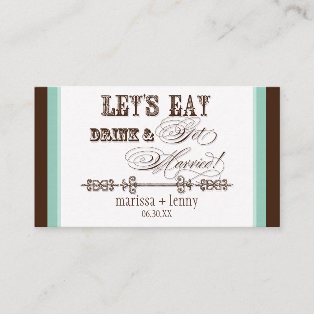 Eat, Drink n Get Married Escort Table Number Cards (Front)