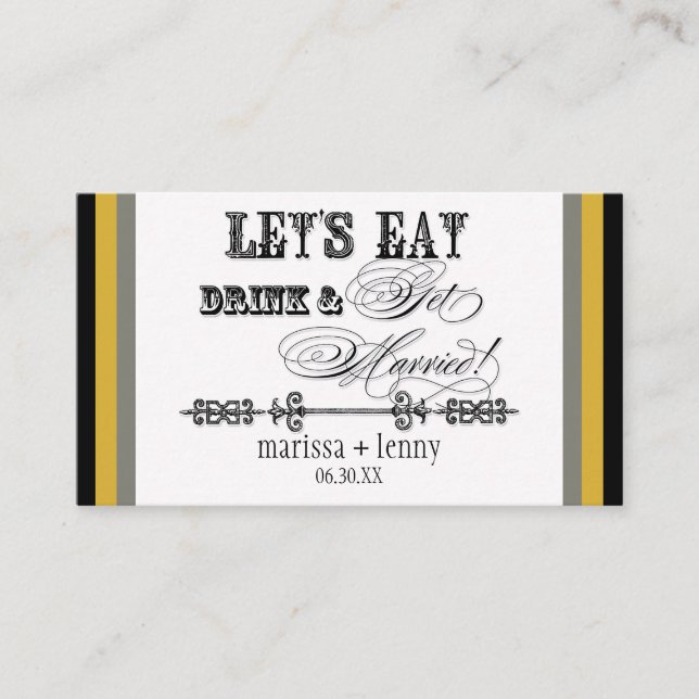 Eat, Drink n Get Married Escort Table Number Cards (Front)
