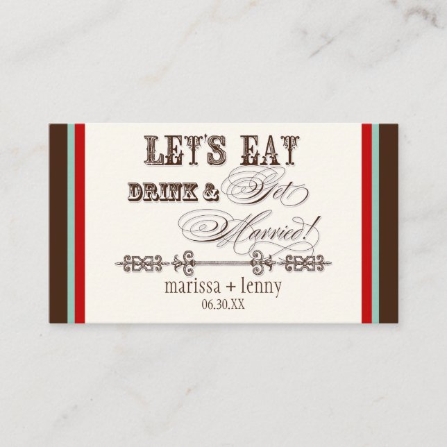 Eat, Drink n Get Married Escort Table Number Cards (Front)