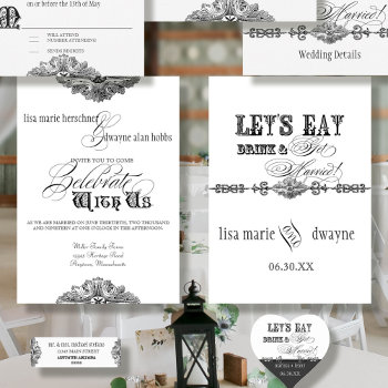 Eat  Drink N Get Married Formal Wedding Invitation by AudreyJeanne at Zazzle
