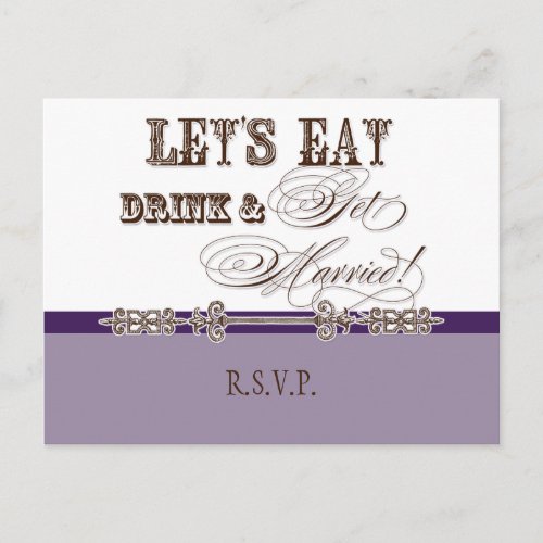Eat Drink n Get Married RSVP Response Postcard