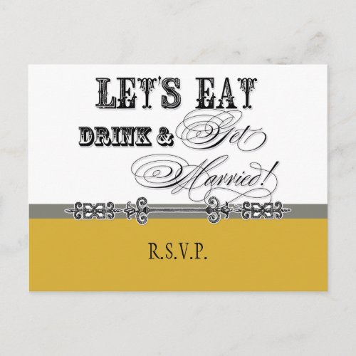 Eat Drink n Get Married RSVP Response Postcard
