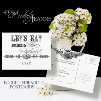 Eat  Drink N Get Married  Rsvp Response Postcard by AudreyJeanne at Zazzle