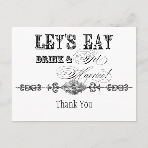 Eat Drink n Get Married Thank You Note Postcard