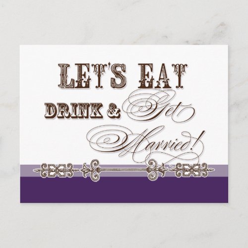 Eat Drink n Get Married Vintage Bridal Shower Invitation Postcard