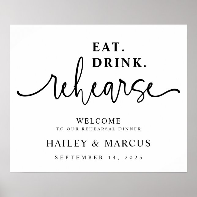 Eat Drink Rehearse Rehearsal Dinner Invitation Poster (Front)