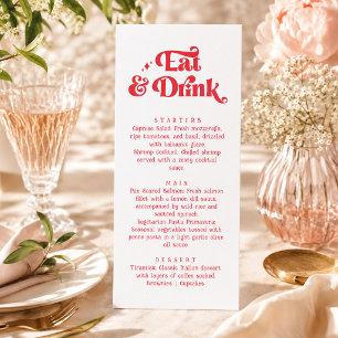 Eat & Drink Retro Red and White Wedding Menu