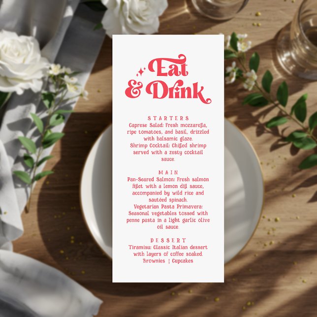 Eat & Drink Retro Red and White Wedding Menu (Creator Uploaded)