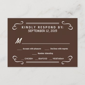 Eat Drink & Rsvp Chocolate Brown Wedding Reply by weddingtrendy at Zazzle