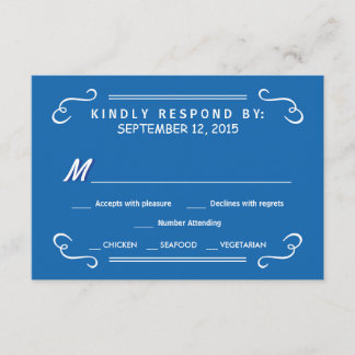 Eat Drink & RSVP Pacific Blue Rustic Wedding Reply Card