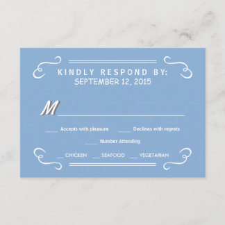 Eat Drink & RSVP Sky Blue Rustic Wedding Reply Card