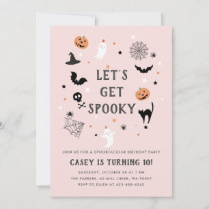 Eat drink scary birthday Halloween Pink Invitation