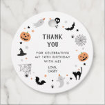 Eat drink scary birthday Halloween white Favor Tags<br><div class="desc">A Halloween Birthday party favor tag featuring spooky illustrations.</div>