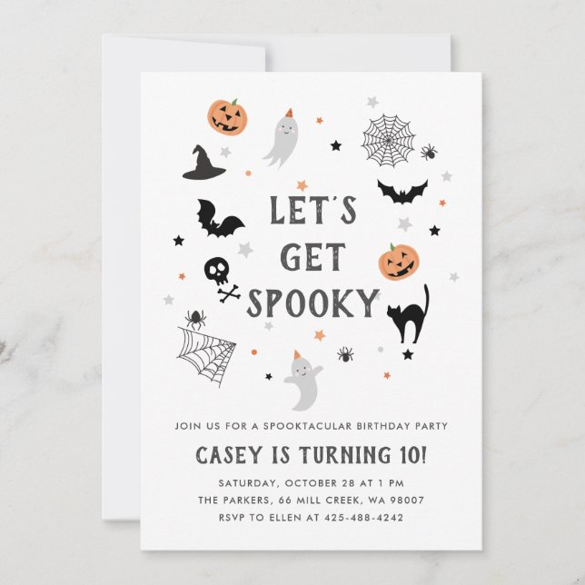 Eat drink scary birthday Halloween white Invitation (Front)