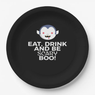 Eat Drink Scary Boo Halloween Design Creative Casu Paper Plates