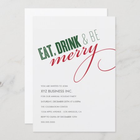 Eat. Drink Script Holiday Party Invitation