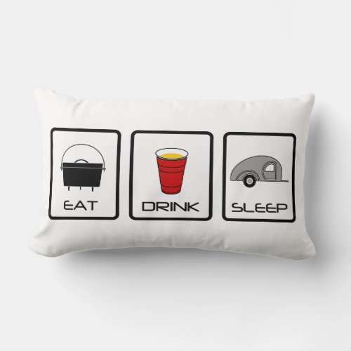 Eat Drink Sleep Teardrop Camping Lumbar Pillow