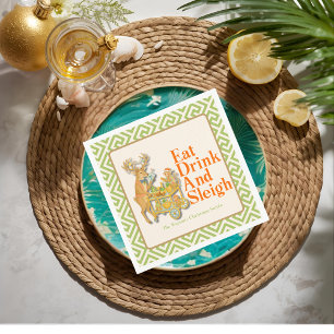 Eat Drink Sleigh Tropical Christmas Paper Plate Napkins