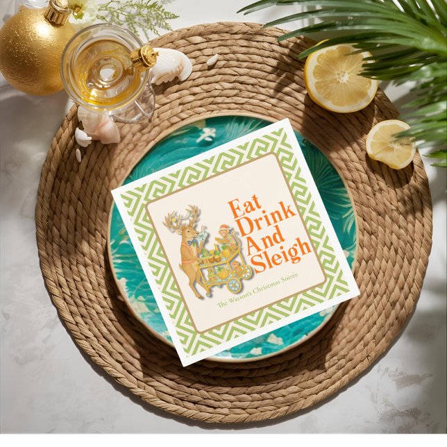 Eat Drink Sleigh Tropical Christmas Paper Plate Napkins (Eat Drink Sleigh Tropical Christmas Paper Plate Napkins)