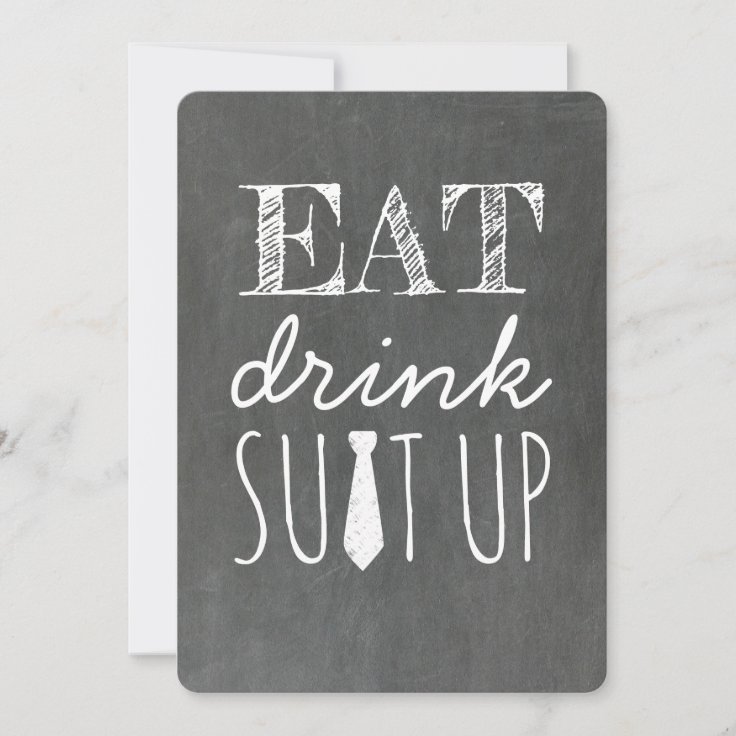 Eat Drink Suit Up Funny Groomsman Invitation | Zazzle