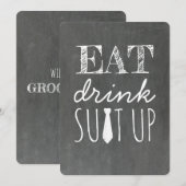 Eat Drink Suit Up Funny Groomsman Invitation | Zazzle