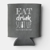Eat Drink Suit Up - Funny Groomsman Proposal Can Cooler | Zazzle