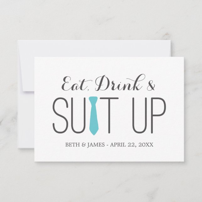 Eat Drink & Suit Up | Groomsmen Invitation (Front)