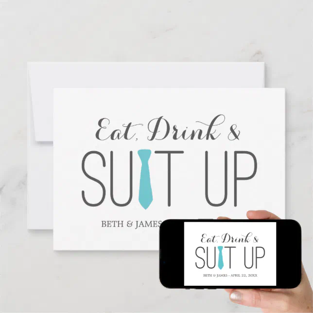 Eat Drink &amp; Suit Up | Groomsmen Invitation | Zazzle