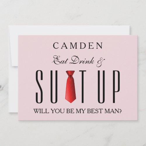Eat Drink  Suitup Red Will you be my Bestman Invitation