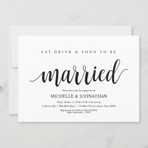 Eat drink to married Engagement Party invites