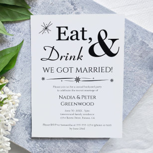 Eat Drink We Got Married Elopement Party Invitation