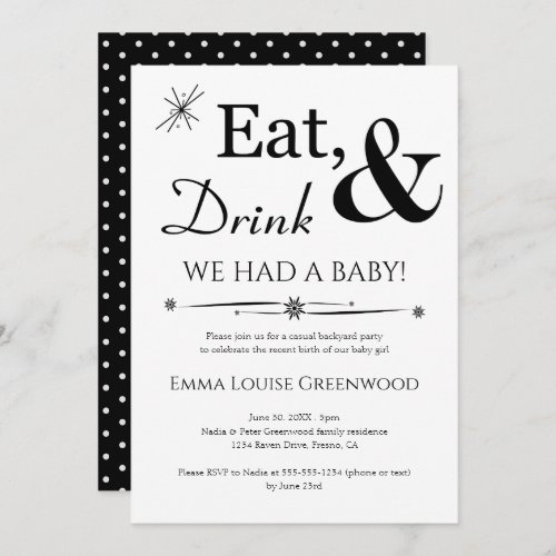 Eat Drink We Had A Baby Announcement Casual Party