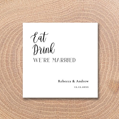 Eat Drink We Married Personalized Wedding Napkins