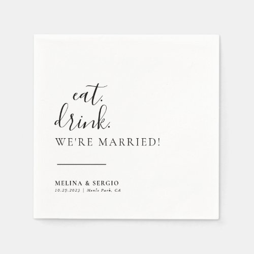 Eat Drink Were Married Wedding  Napkins