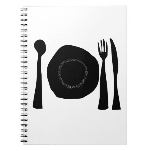 Eat Eat Black and White Kitchen Graphic Notebook