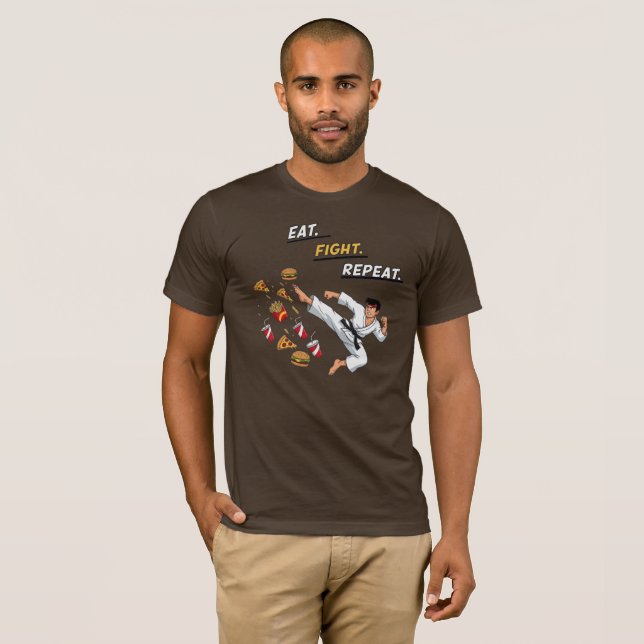 Eat Fight Repeat Karate T-Shirt (Front Full)
