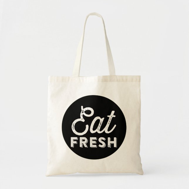 Eat Fresh | Rustic Retro Typography Tote Bag (Front)