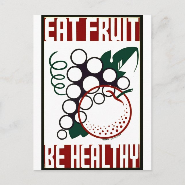 Eat Fruit - Be Healthy - WPA Poster - Postcard (Front)