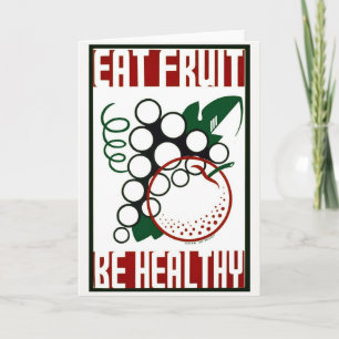 Eat Fruit - Be Healthy - WPA Poster - Promotion Letterpress Thank You Card