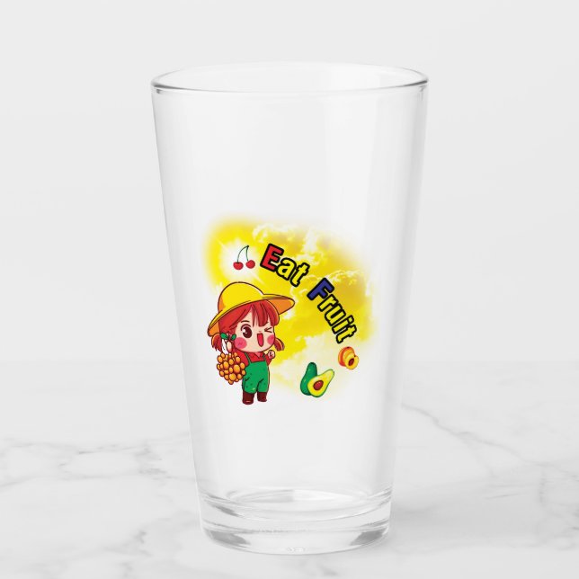 Eat Fruit Drinkware Glass (Front)