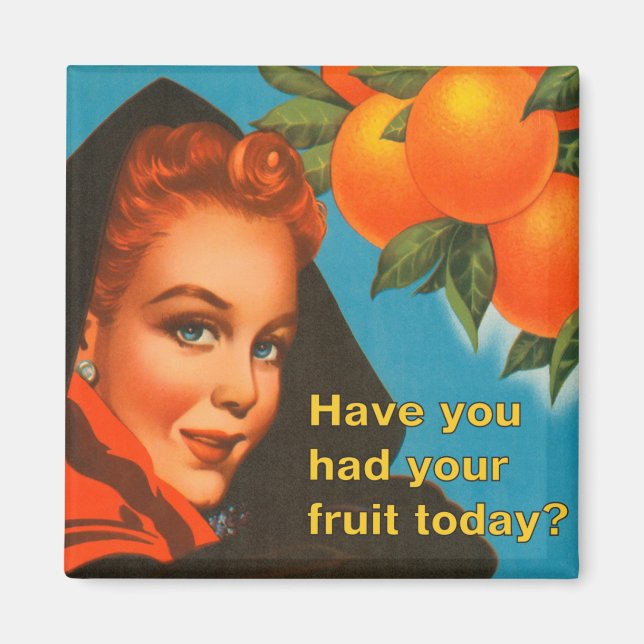 Eat Fruit Vintage Design Magnet (Front)