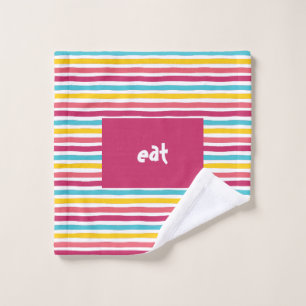 "eat" Fun Funny Colorful Striped Candy Wash Cloth