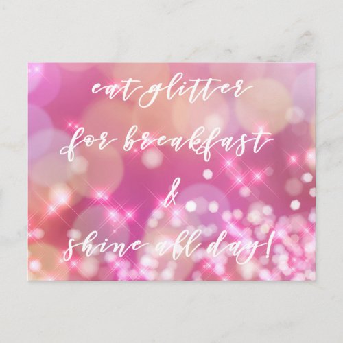 Eat glitter  Glamorous Pink Sparkles Postcard