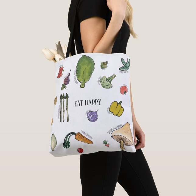 Eat Happy Vegetable Tote (Close Up)