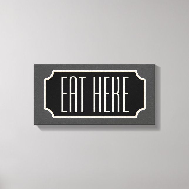 Eat Here Diner Sign Kitchen Canvas Art Gift Decor (Front)
